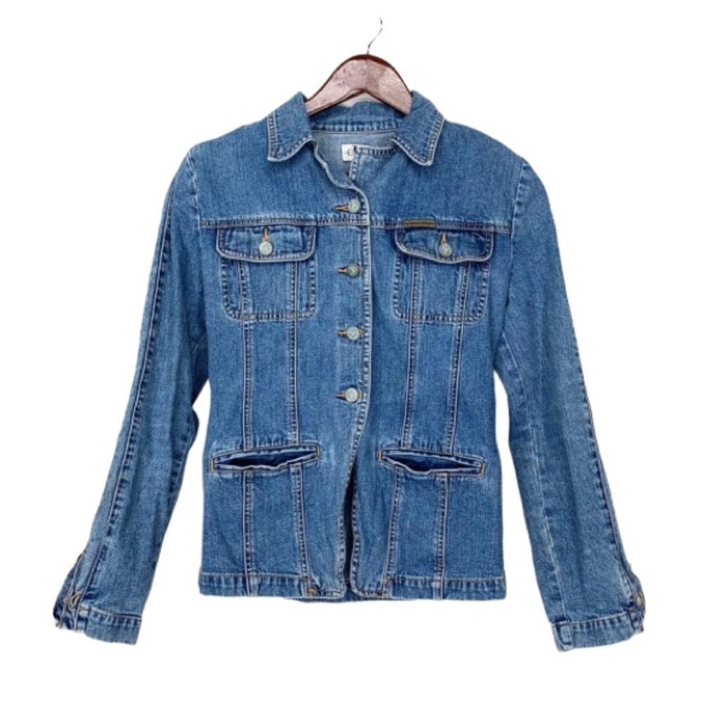 Vintage Calvin Klein Blue Light Wash Fitted UtilityJean Jacket 100% Cotton